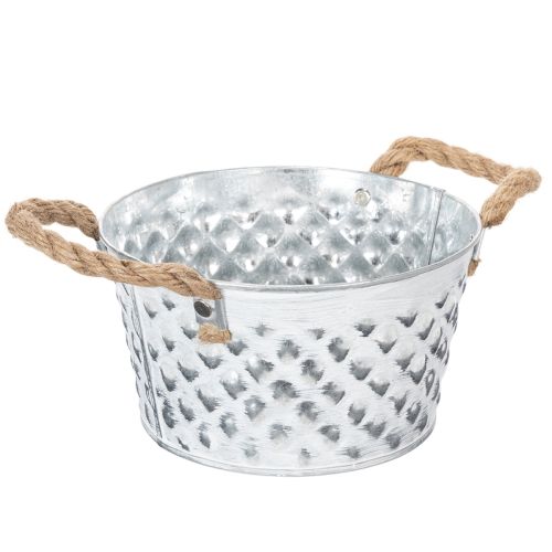 Tigela de chapa metálica com alças de corda Ø18cm A10cm | Floristik24.pt