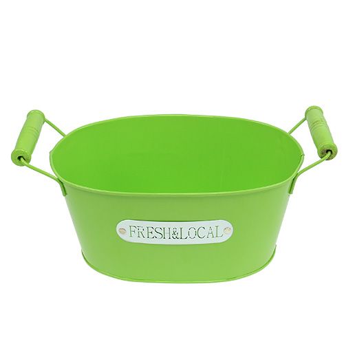 Floristik24 Tigela de lata oval verde 22cm x 15cm A10cm