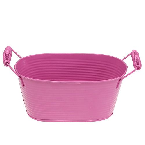 Floristik24 Tigela de metal em folha oval rosa 19,5 cm x 11 cm x 9 cm