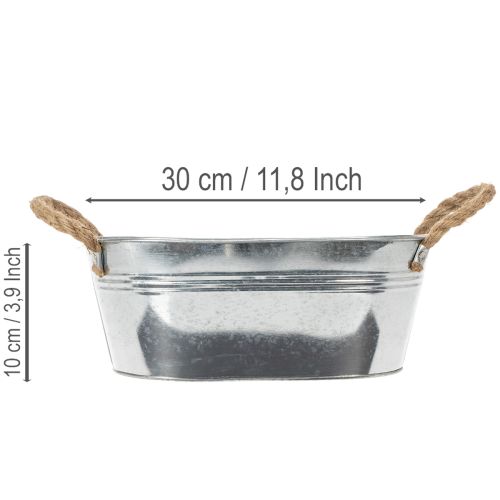 Tigela oval de estanho prateado, 30 cm x 17 cm x 10 cm | Floristik24.pt