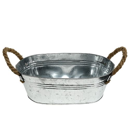 Floristik24 Tigela de lata oval prateada 30cm x 17cm x 10cm