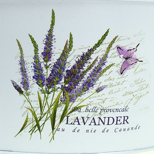 Floristik24 Tigelas de chapa metálica com 3 conjuntos brancos com motivo de lavanda