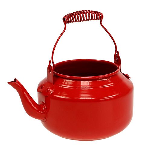 Floristik24 Bule de chá de lata vermelho Ø12cm Alt.9cm