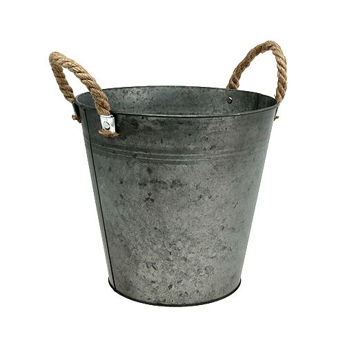 Balde de lata antigo com alças de corda Ø22cm H20cm 2pcs