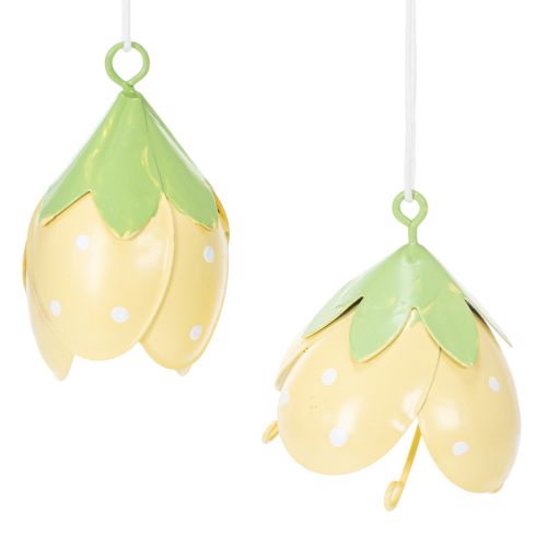 Flor metálica suspensa para decoração romântica de interiores e exteriores, 6 cm, 6 peças