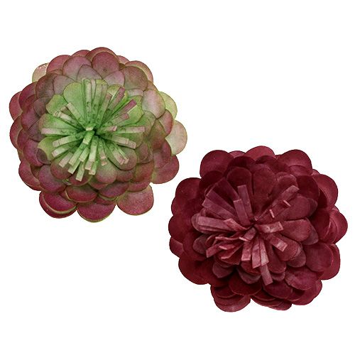 Floristik24 Flor feita de espuma 7cm verde / bordeaux 12pcs