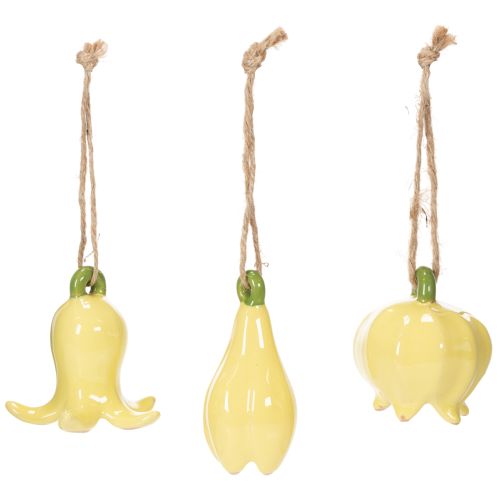 Itens Pingentes de flores de cerâmica, design alegre, estampa floral, decoração de primavera, 9 cm, 6 peças