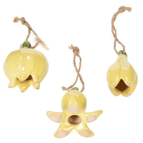 Itens Pingentes de flores de cerâmica, design alegre, estampa floral, decoração de primavera, 9 cm, 6 peças