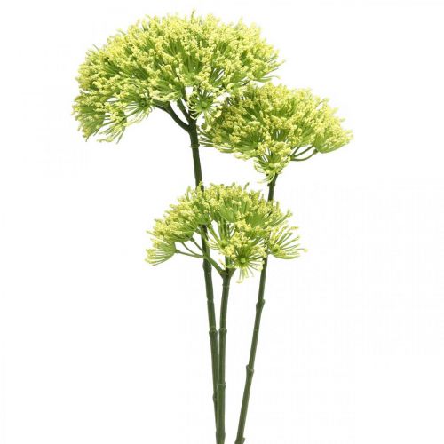 Itens Ramo de flor artificial Ramo artificial de erva-doce amarela com 3 flores 85cm