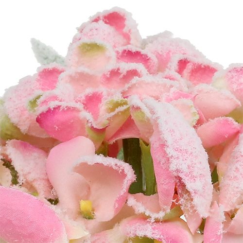 Itens Hortênsia rosa com neve 33 cm 4 unidades