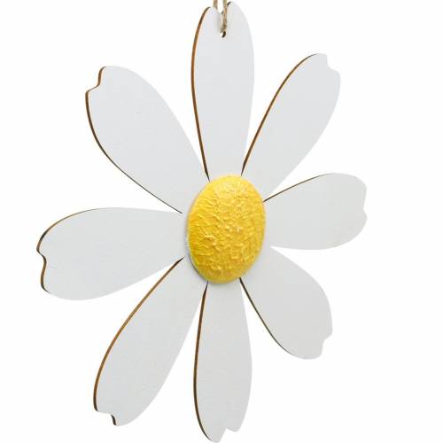 Floristik24 Flores de madeira, decoração de verão, margaridas amarelas e brancas, flores de decoração para pendurar 4 peças