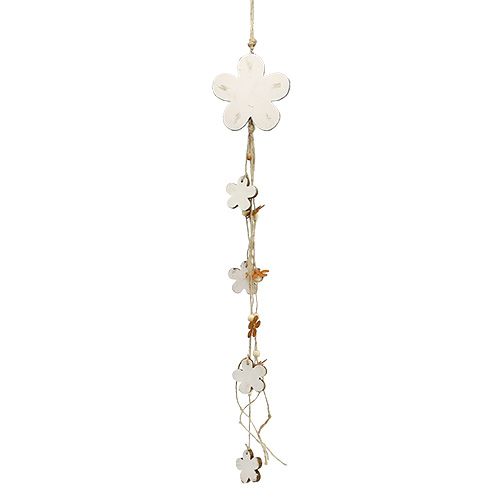 Suporte de flores madeira-metal branco, ferrugem L 95cm