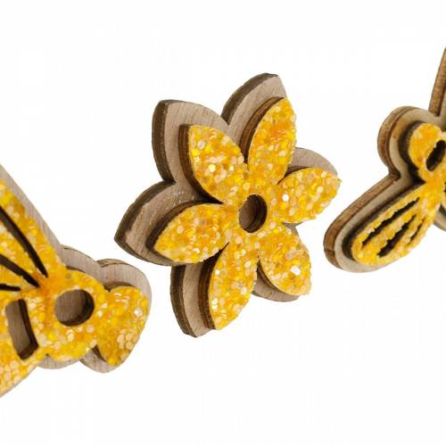 Itens Flores e abelhas para polvilhar madeira de laranja polvilhar decoração primavera 36pcs