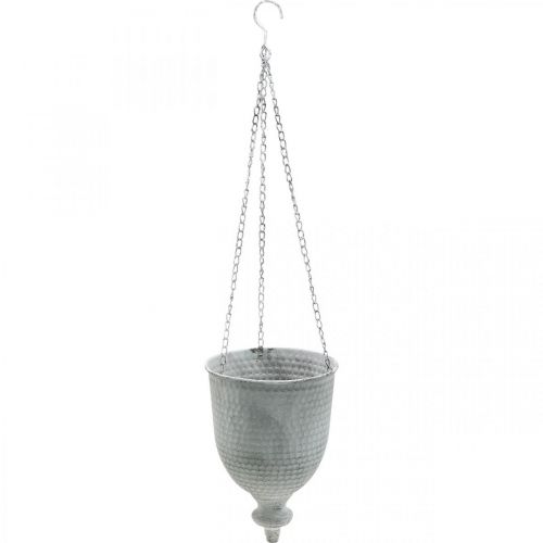 Floristik24 Cesto suspenso Shabby Chic Branco Ø21cm com gancho e corrente
