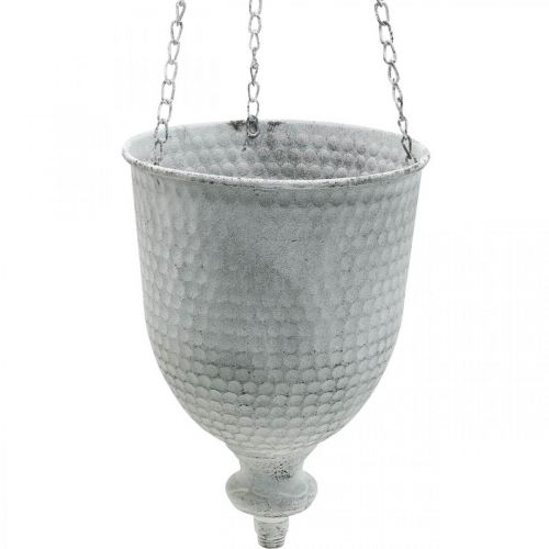 Floristik24 Cesto suspenso Shabby Chic Branco Ø21cm com gancho e corrente
