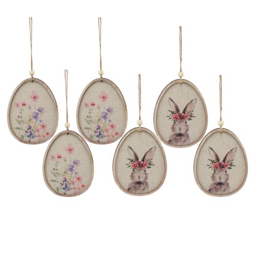 Floristik24 Imagem de flor coelhinho em ovo Ovos de Páscoa decoração madeira 9,5×12cm 6 un