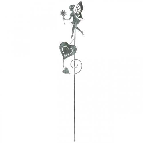 Floristik24 Decoração de jardim, plugue decorativo flor elfo, decoração de primavera, plugue de metal, fada com corações, Dia dos Namorados 2 unidades