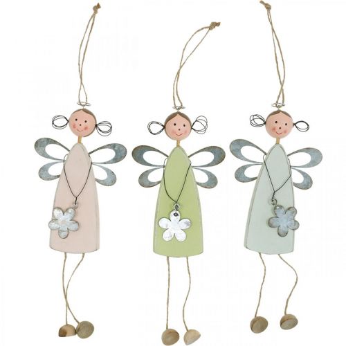 Floristik24 Fada da flor com pernas de árvore, primavera, pequenos duendes com flores, elfo de flores de cabide de decoração 3 unidades