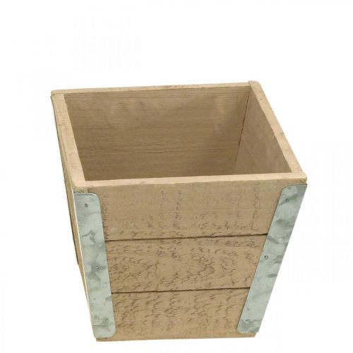 Itens Caixa de flores plantador de madeira shabby chic bege 12,5×14,5×14,5cm