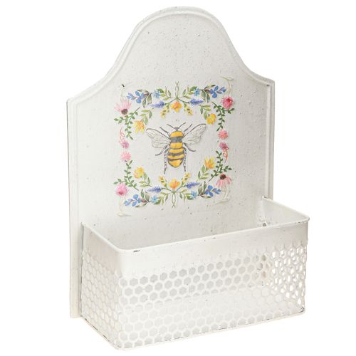Caixa de flores suspensa de metal abelha cor creme C29cm