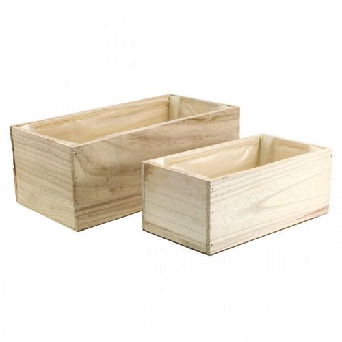 Floristik24 Floreira em madeira natural L30/40cm conjunto de 2