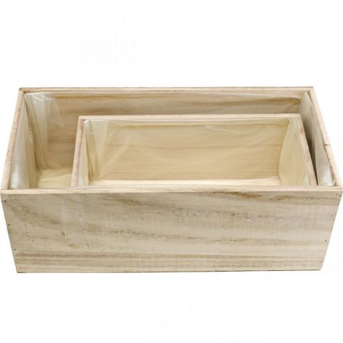 Floristik24 Floreira em madeira natural L30/40cm conjunto de 2
