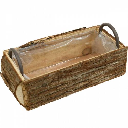 Floristik24 Caixa de flores, caixa de madeira com casca, vaso de plantas com alças 38cm