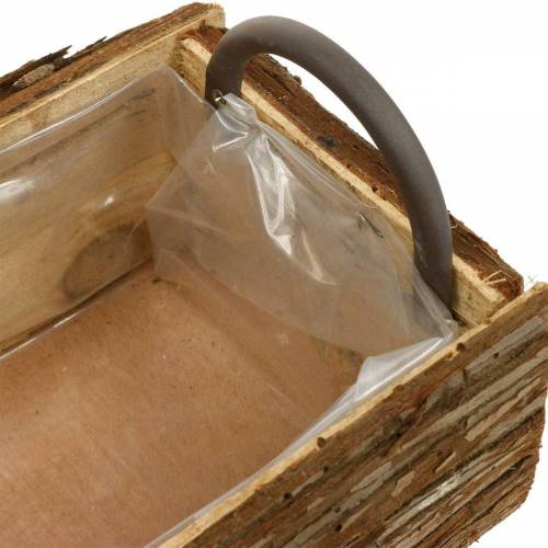 Floristik24 Caixa de flores, caixa de madeira com casca, vaso de plantas com alças 38cm