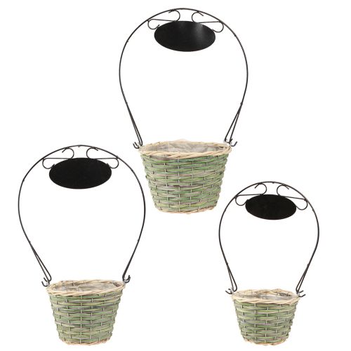 Itens Alça para cesta de flores com placa metálica Ø23/20/17cm conjunto de 3