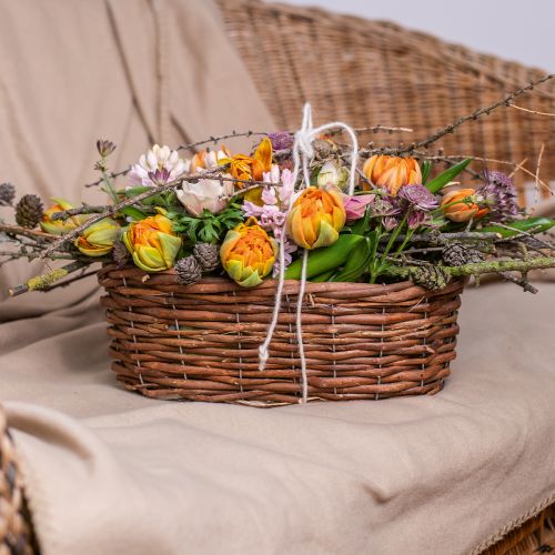 Floristik24 Cesto de flores, cesto para plantar, decoração de flores naturais L31cm A11,5cm