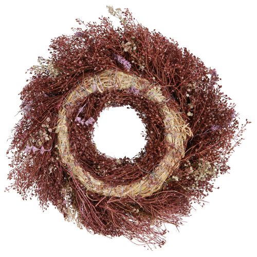 Floristik24 Coroa de flores coroa de flores secas vinho tinto rosa Ø25cm
