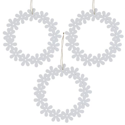 Floristik24 Grinalda de flores de madeira branca Ø15cm 8pcs