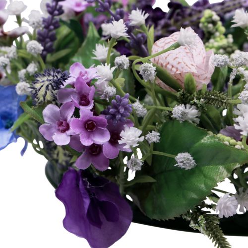 Itens Guirlanda de flores decoração de parede artificial flores roxo branco Ø30cm Alt.9cm