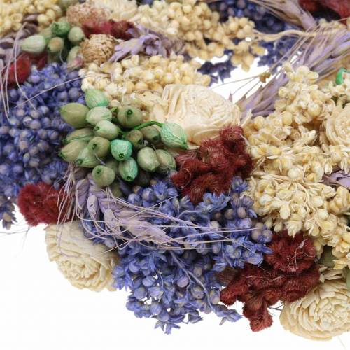 Floristik24 Grinalda decorativa de grama seca e flores artificiais lilás Ø20cm