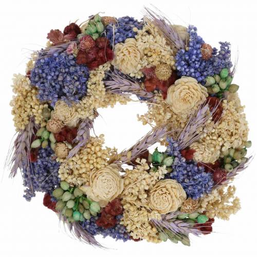 Floristik24 Grinalda decorativa de grama seca e flores artificiais lilás Ø20cm
