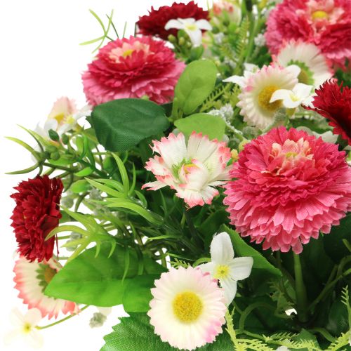 Grinalda de flores com Bellis Rosa-Branco Ø30cm