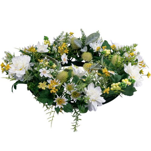 Floristik24 Guirlanda de porta decoração de parede flores dálias banksia branco Ø35cm