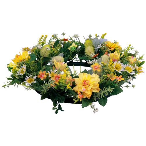 Floristik24 Guirlanda de porta decoração de parede flores dálias banksia amarelo Ø35cm