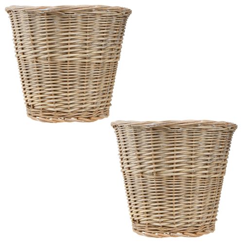 Itens Cesta para vaso de flores em salgueiro em cinza natural/branco Alt.26cm 2 unidades