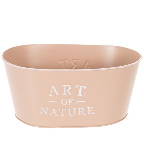 Itens Vaso oval de zinco para flores, rosa antiga, 27×18cm, A12,5cm