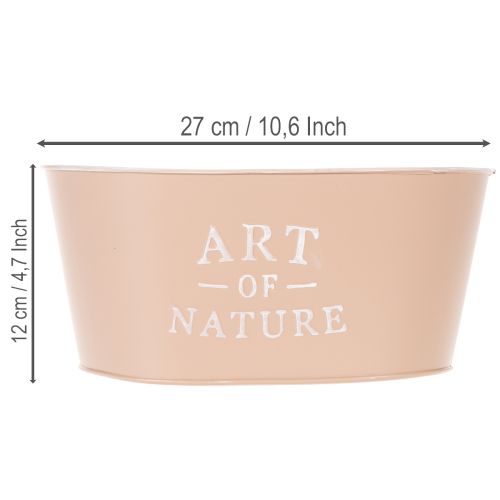 Vaso oval de zinco para flores, rosa antiga, 27×18cm, A12,5cm | Floristik24.pt