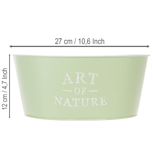 Vaso oval para flores em zinco verde menta, 27×18cm A12,5cm | Floristik24.pt