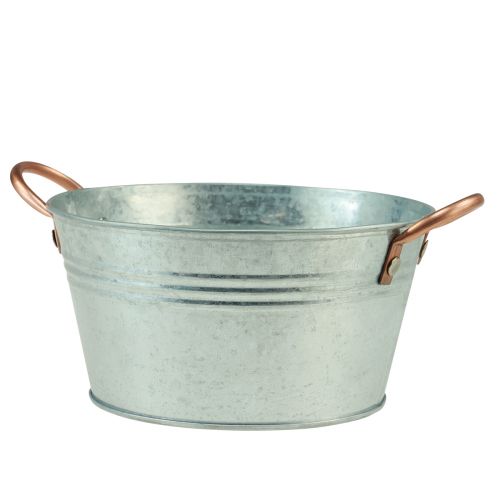 Floristik24 Vaso redondo para flores com alças, tigela de metal Ø17,5cm H9cm