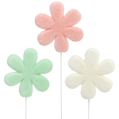 Floristik24 Pinos de flores em pastel de flor Ø8,5 cm 12 unidades