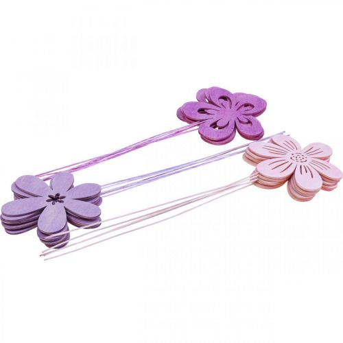 Floristik24 Estaca de Jardim Flor Estaca de Flor Violeta/Roxo/Rosa Ø9,5cm 15uds