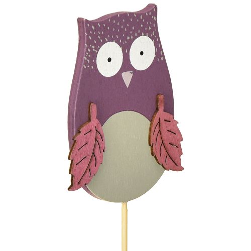 Itens Bujão de flor deco coruja madeira roxo, marrom 8cm 12uds