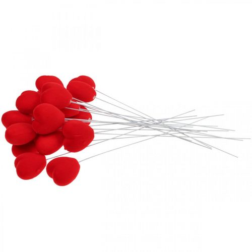Itens Plugue de flor decorativo coração vermelho coração 6x6cm Alt.26cm 18 un
