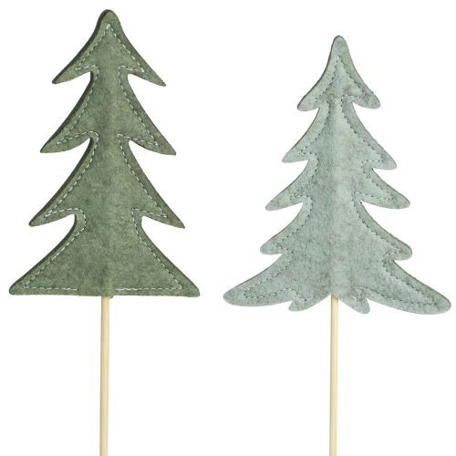 Itens Plug flor decoração em feltro árvore de Natal verde 11x3,5cm 6 un