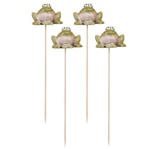 Itens Plug flor sapo cerâmica verde marrom 6x4x4,5cm 4 un