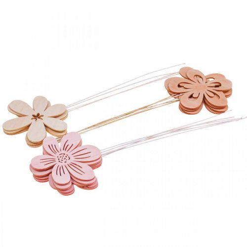 Floristik24 Estacas de Jardim Flor Estacas de Flores Laranja/Rosa/Branco Ø9,5cm 15uds